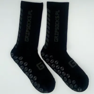 CZARNE SKARPETY PIŁKARSKIE ANTYPOŚLIZGOWE GRIPSOCKS.PL