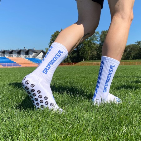 3x GRIPSOCKS.PL AZURE - Biało-Niebieskie Skarpety Antypoślizgowe