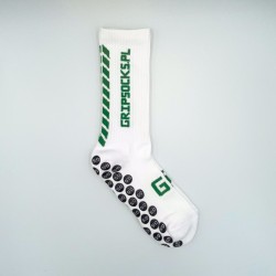 3x GRIPSOCKS.PL FRESH - Biało-Zielone Skarpety Antypoślizgowe